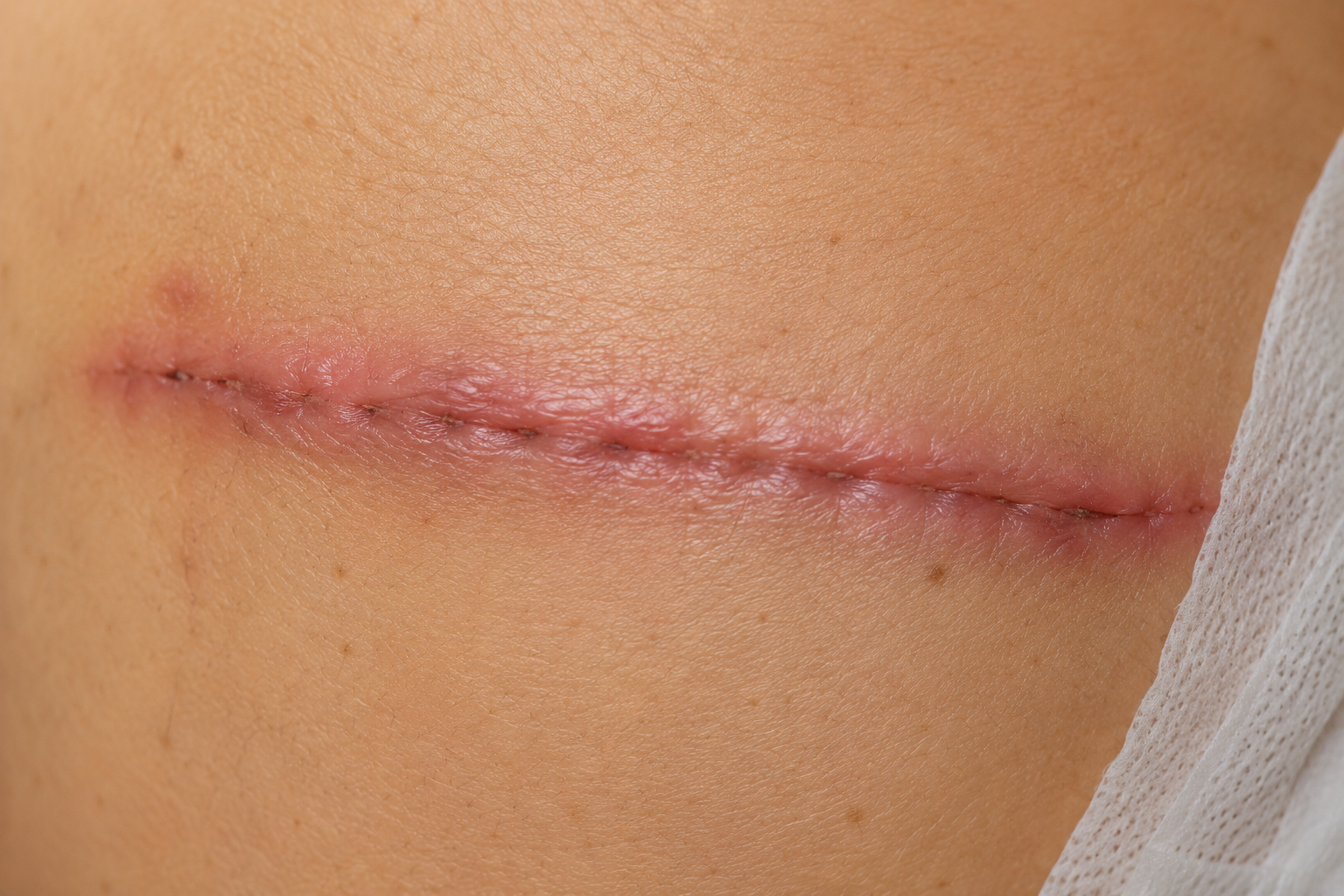 Cicatriz postoperatoria antes del uso de ScarMD
